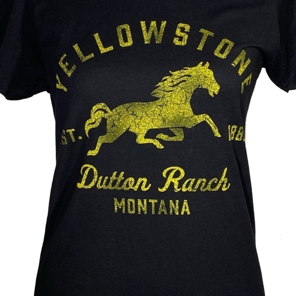 Yellowstone women's size Small Black graphic Dutton Ranch Logo short sleeve tee - Picture 3 of 5